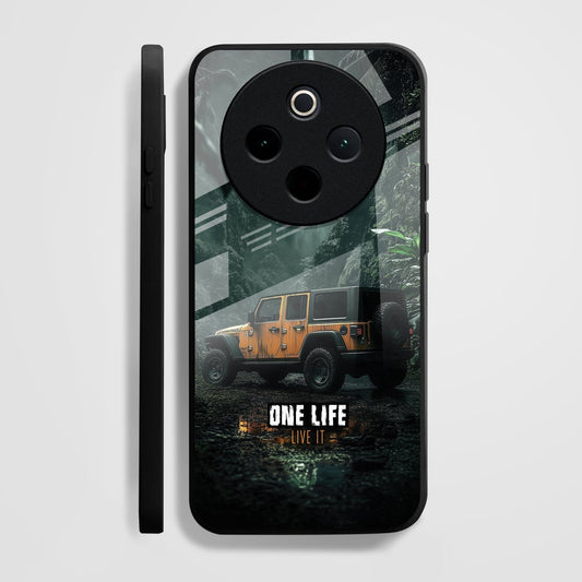 Vivo T4 5G Premium Acrylic Shockproof Glass Back Case (Jeep Case)