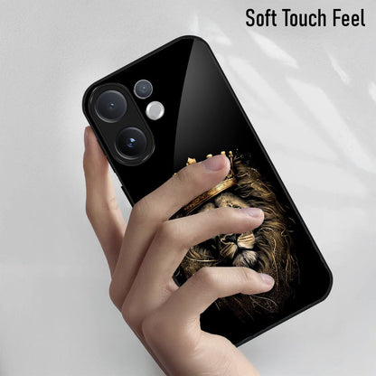 Vivo V60 5G Premium Acrylic Shockproof Glass Back Case (Crowned Lion )