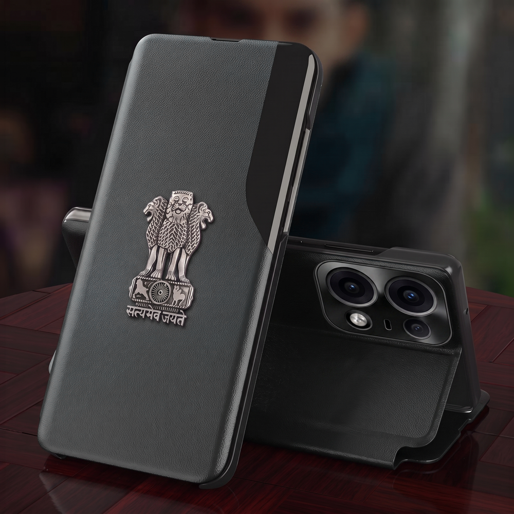 Motorola Edge 50 Pro 5G Satyamev Jayate Half Window Leather Flip Case