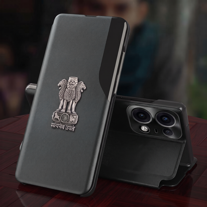 Motorola Edge 50 Pro 5G Satyamev Jayate Half Window Leather Flip Case