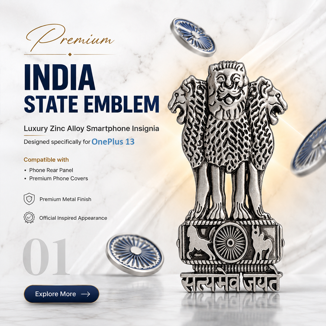 OnePlus 13 5G Compatible Satyamev Jayate 3D Metal Emblem Sticker
