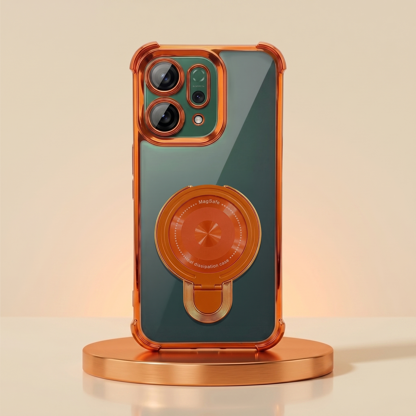 Oppo Reno 14 5G Invincible Bracket Ring Stand Airbag Cosmic Orange Case