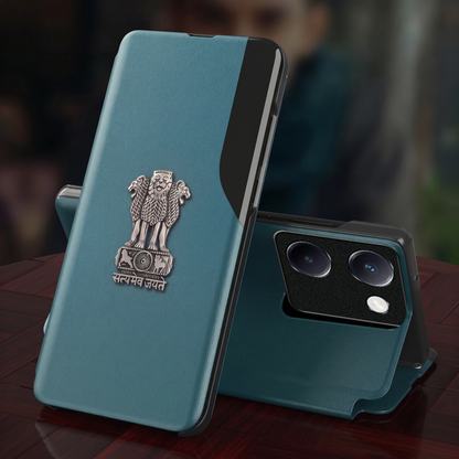 Vivo Y200 Pro 5G Satyamev Jayate Half Window Leather Flip Case