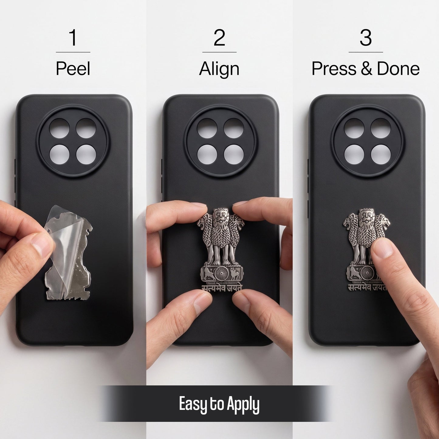 Oppo F31 Pro+ 5G Compatible Satyamev Jayate 3D Metal Emblem Sticker