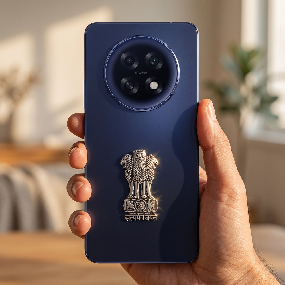 Oppo F31 Pro+ 5G Compatible Satyamev Jayate 3D Metal Emblem Sticker