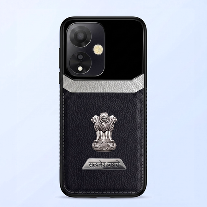Oppo A59 5G Satyamev Jayate 2-in-1 Emblem Leather Lens Protective Back Case