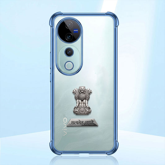 Vivo V40 Pro 5G Satyamev Jayate 2-in-1 Emblem Transparent Shockproof Airbag Case