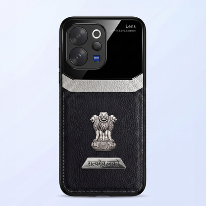 Vivo V70 5G Satyamev Jayate 2-in-1 Emblem Leather Lens Protective Back Case