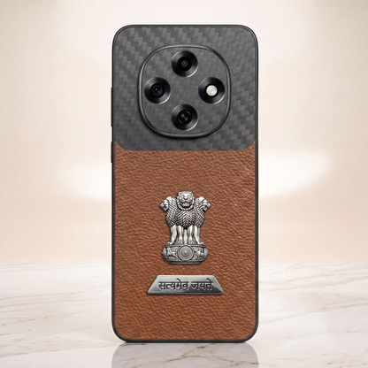 Oppo F31 Pro 5G Satyamev Jayate 2-in-1 Emblem Carbon Fiber Leather Phone Case