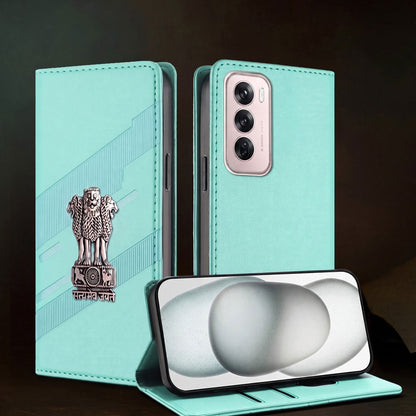 Oppo Reno 12 Pro 5G Satyamev Jayate 3D Emblem Magnetic Flip Wallet Case