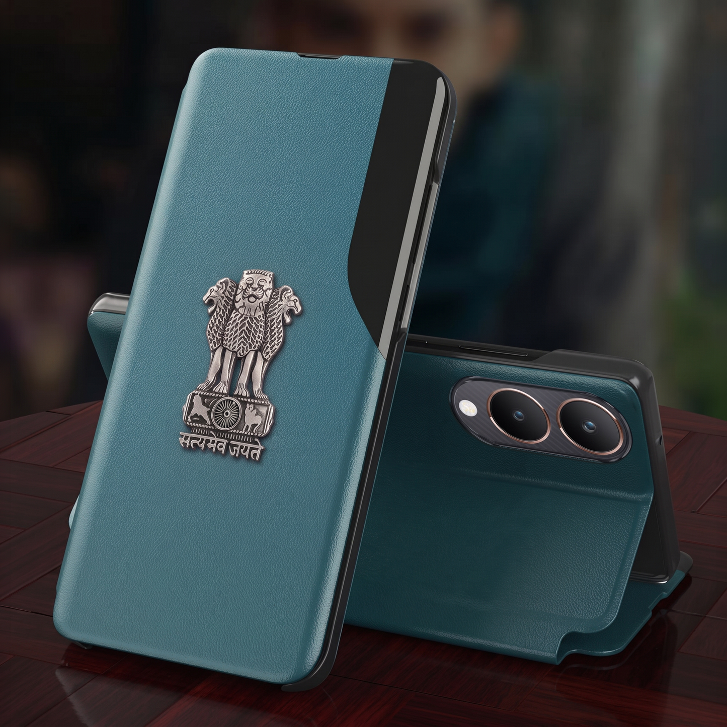 Vivo Y28 5G Satyamev Jayate Half Window Leather Flip Case