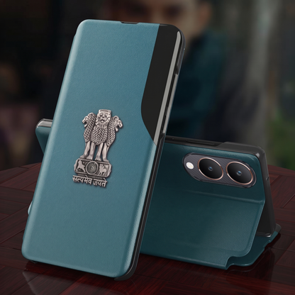 Vivo Y28 5G Satyamev Jayate Half Window Leather Flip Case