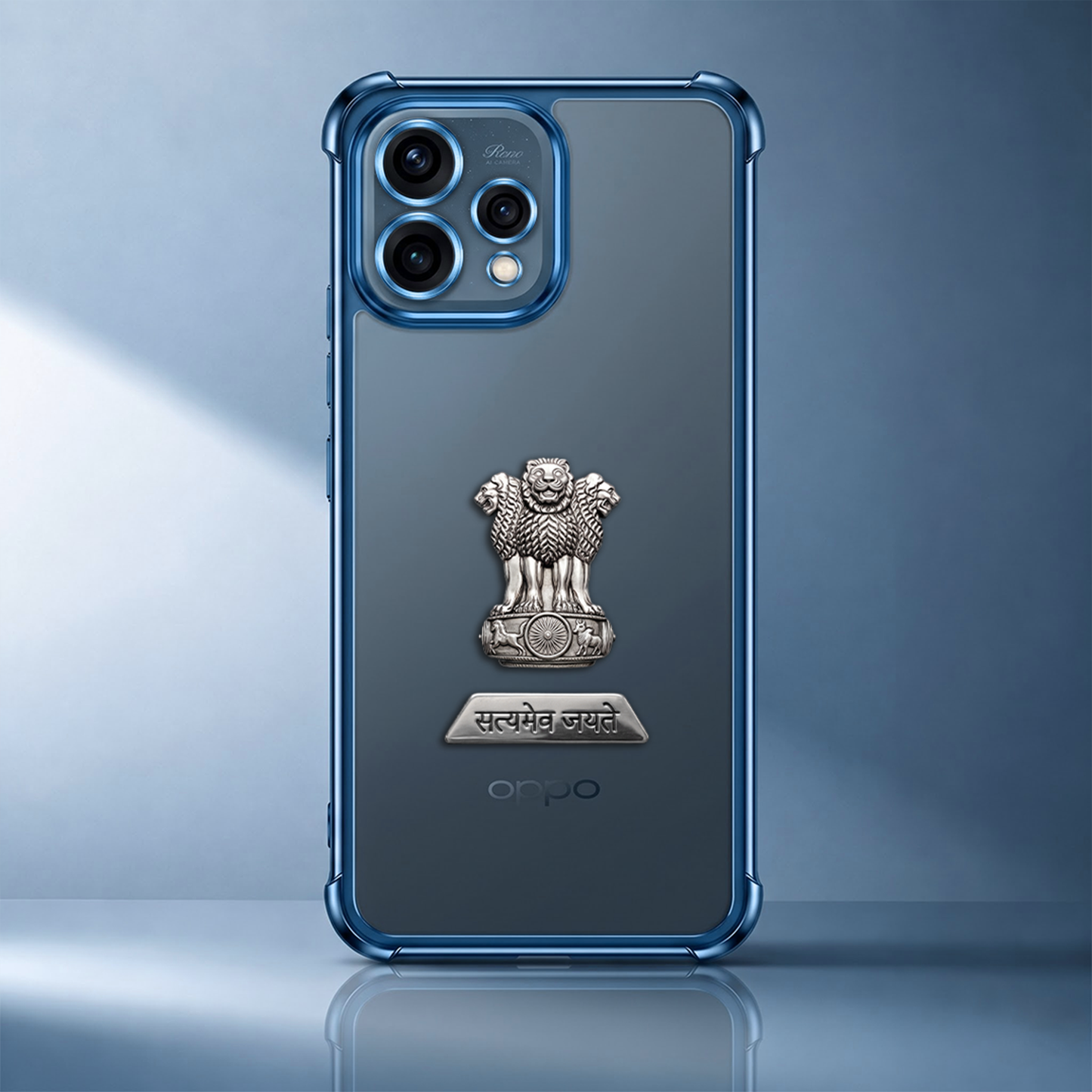 Oppo Reno 15 5G Satyamev Jayate 2-in-1 Emblem Transparent Shockproof Airbag Case