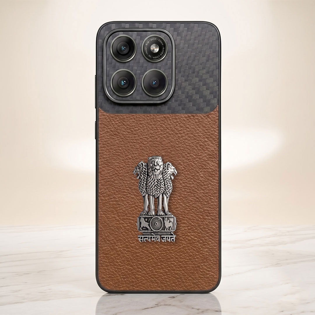 Motorola Edge 60 Pro 5g Satyamev Jayate Carbon Fiber Leather Hybrid Phone Case