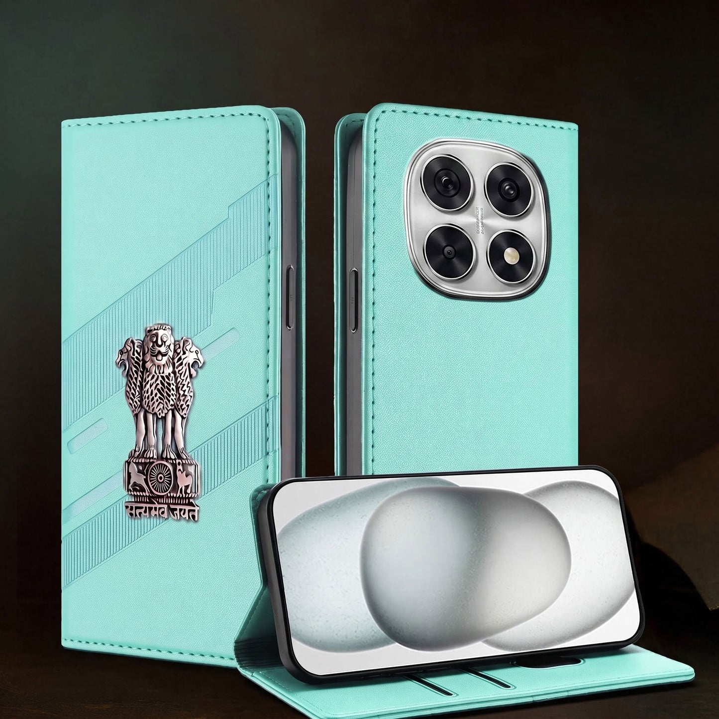 Oppo F29 Pro 5G Satyamev Jayate 3D Emblem Magnetic Flip Wallet Case