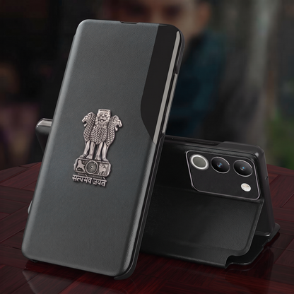 Vivo Y200 5G Satyamev Jayate Half Window Leather Flip Case
