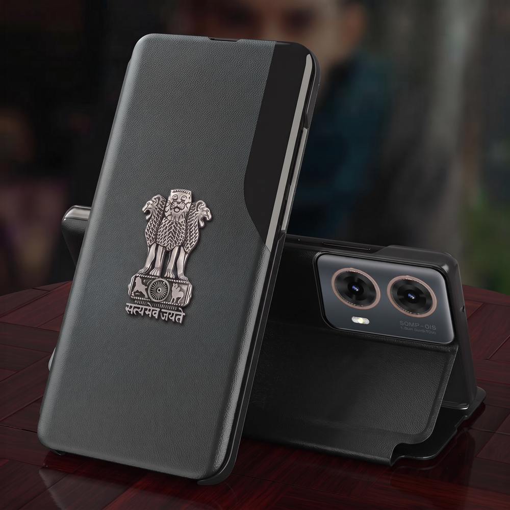 Motorola Edge 50 Fusion 5G Satyamev Jayate Half Window Leather Flip Case