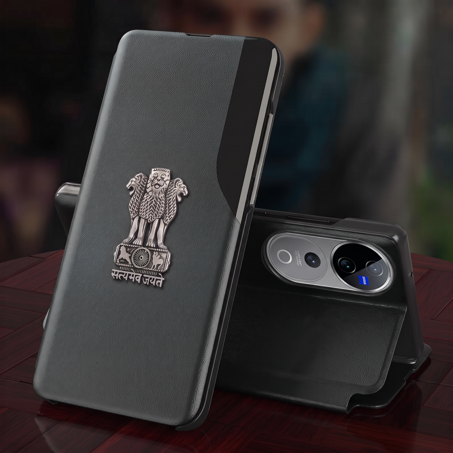 Vivo V40 Pro 5G Satyamev Jayate Half Window Leather Flip Case