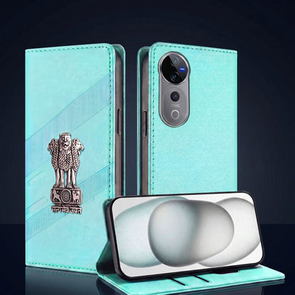 Vivo V40 Pro 5G Satyamev Jayate 3D Emblem Magnetic Flip Wallet Case