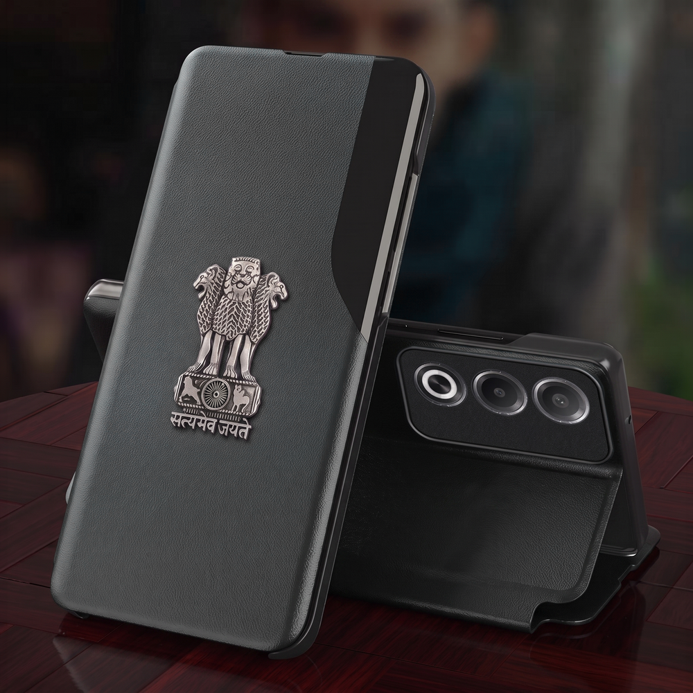 Oppo A3 Pro 5G Satyamev Jayate Half Window Leather Flip Case