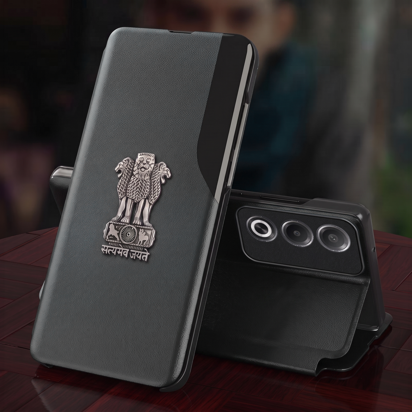 Oppo A3 Pro 5G Satyamev Jayate Half Window Leather Flip Case