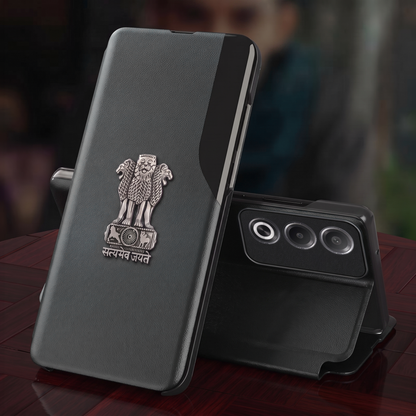 Oppo A3 Pro 5G Satyamev Jayate Half Window Leather Flip Case