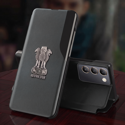 Vivo Y200e 5G Satyamev Jayate Half Window Leather Flip Case