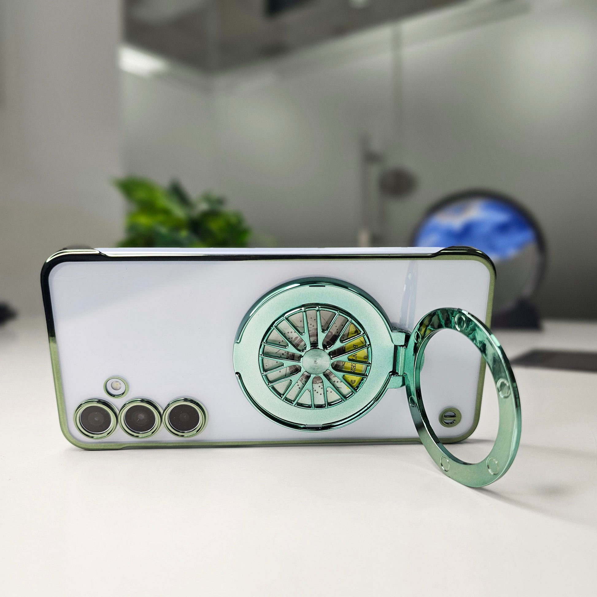 Samsung Galaxy A35 5G Porsche® Wheel Frameless Case ring green stand