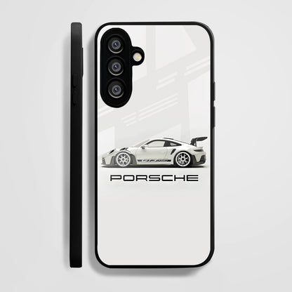 Samsung Galaxy A36 5G Premium Acrylic Shockproof Glass Back Case (White Porsche)