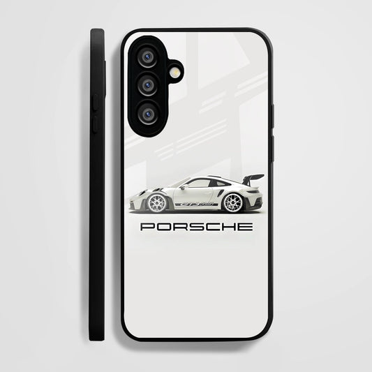 Samsung Galaxy A56 Premium Acrylic Shockproof Glass Back Case (White Porsche)