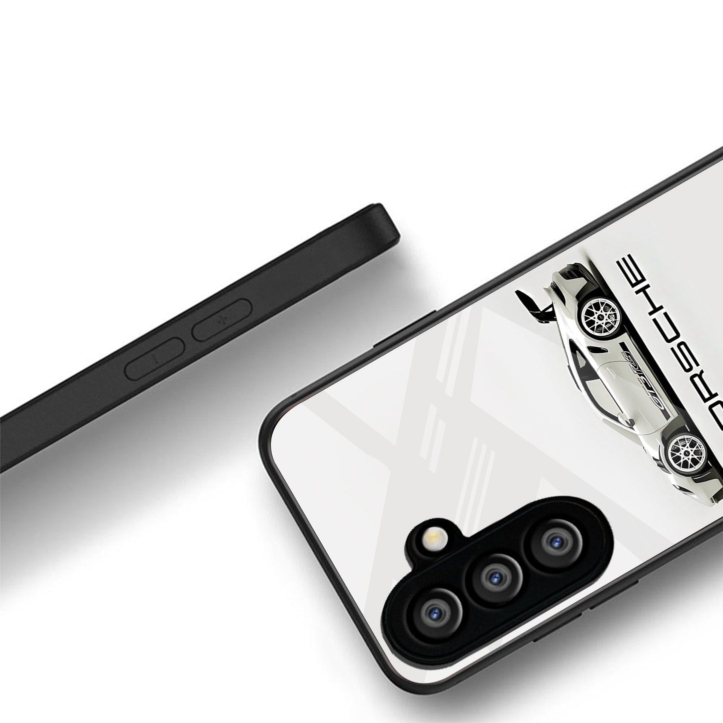 Samsung Galaxy A36 5G Premium Acrylic Shockproof Glass Back Case (White Porsche)