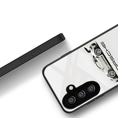 Samsung Galaxy A56 Premium Acrylic Shockproof Glass Back Case (White Porsche)