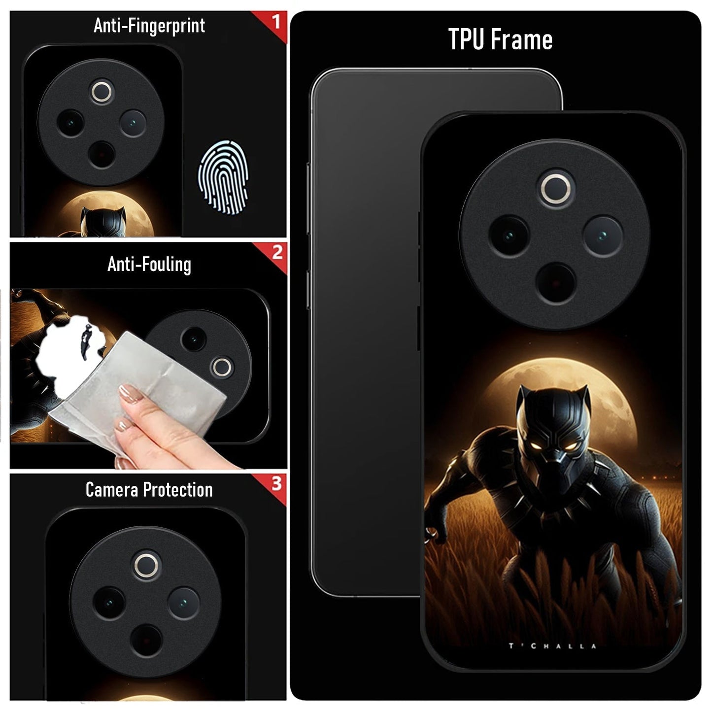 Vivo T4 5G Premium Acrylic Shockproof Glass Back Case (Royal Panther)