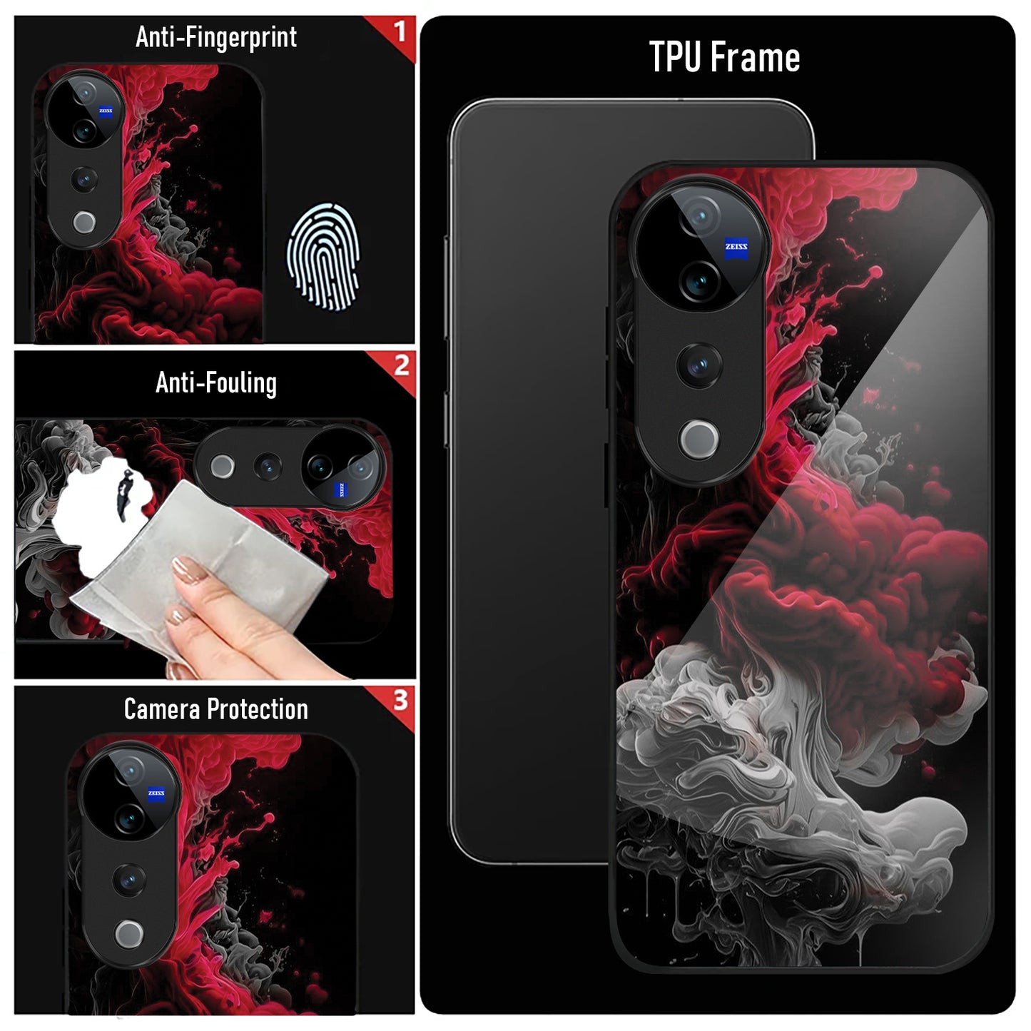 Vivo V40 Pro 5G Premium Acrylic Shockproof Glass Back Case (Infernal Drift)