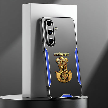 Samsung Galaxy A34 5G Satyamev Jayate 3D Metal Aluminium Back Case