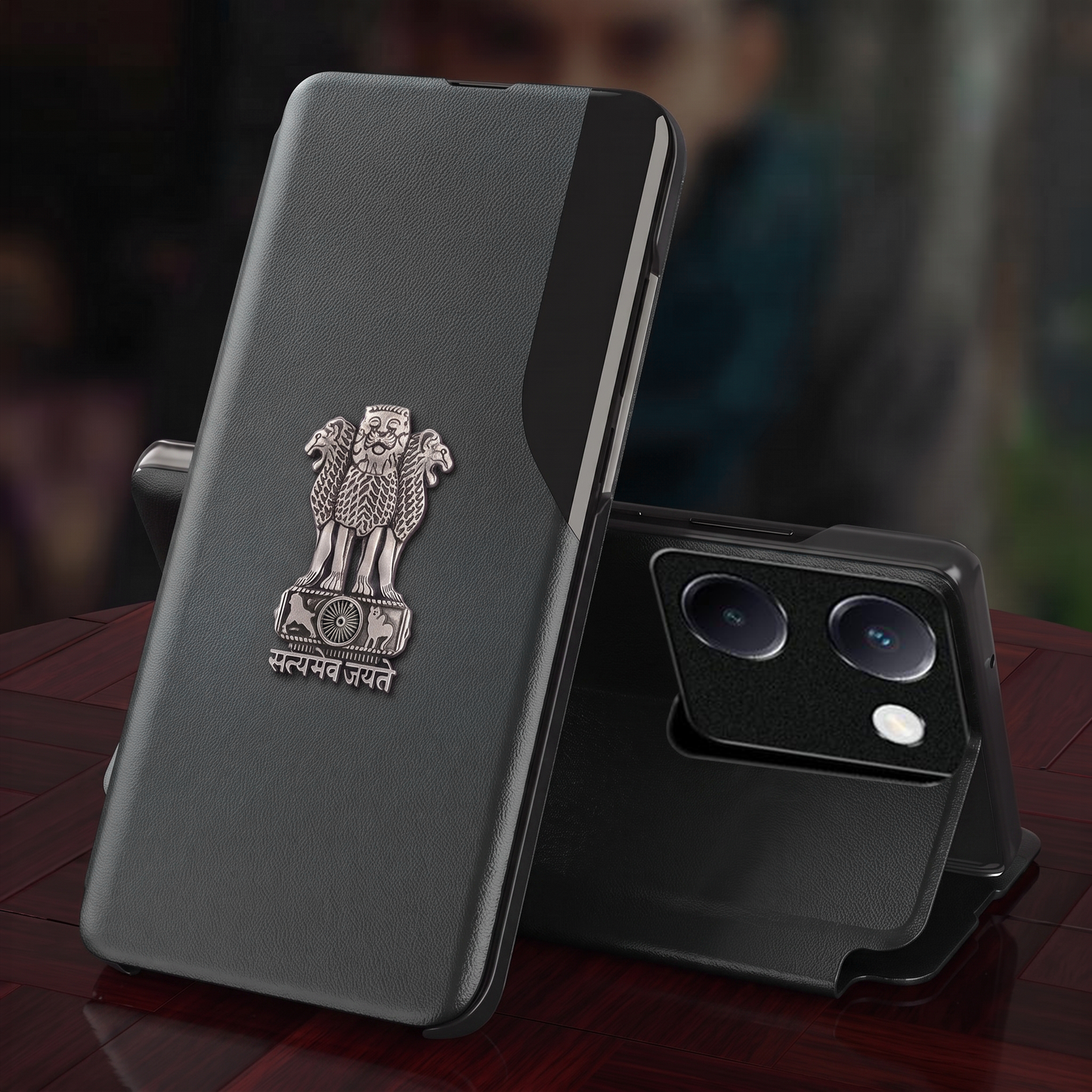 Vivo Y200 Pro 5G Satyamev Jayate Half Window Leather Flip Case