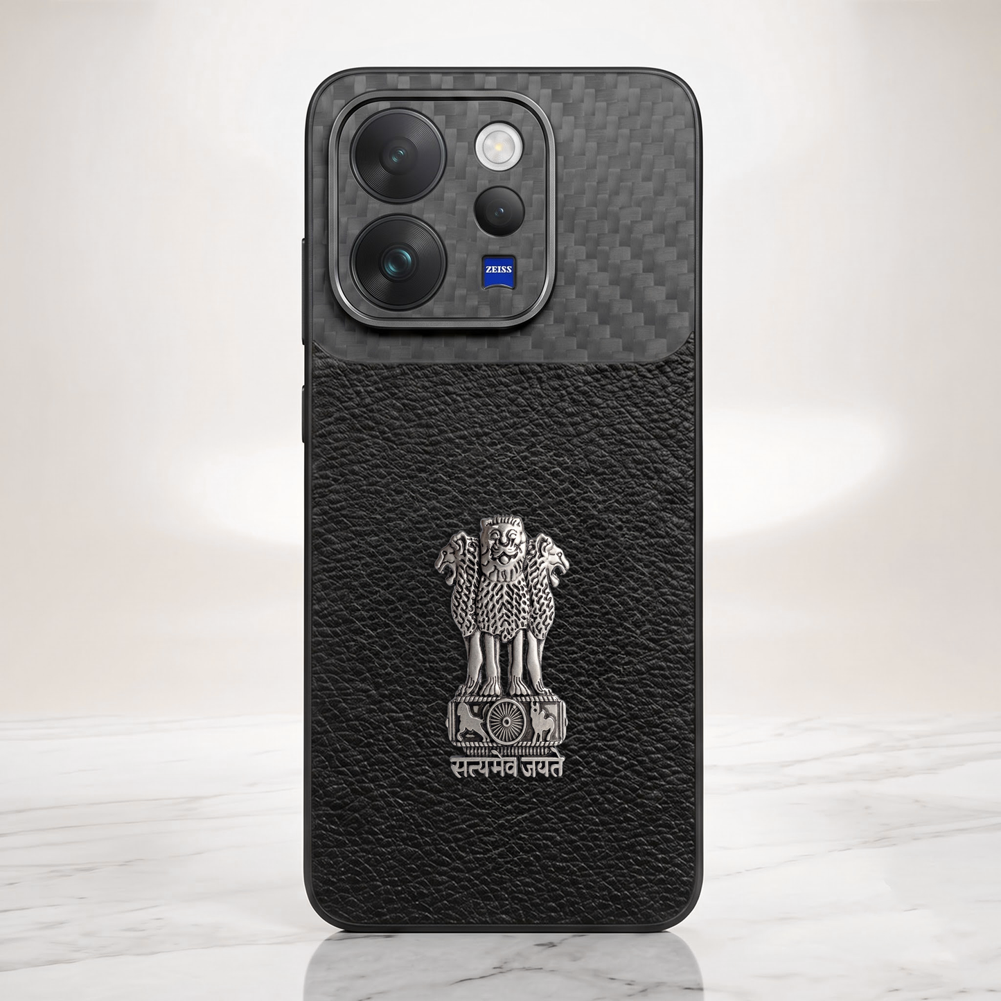 Vivo V70 5G Satyamev Jayate Carbon Fiber Leather Hybrid Phone Case