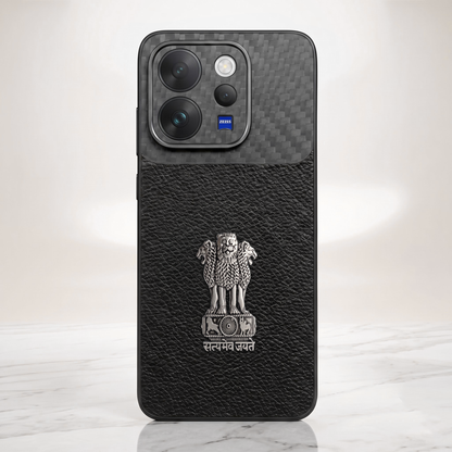 Vivo V70 5G Satyamev Jayate Carbon Fiber Leather Hybrid Phone Case