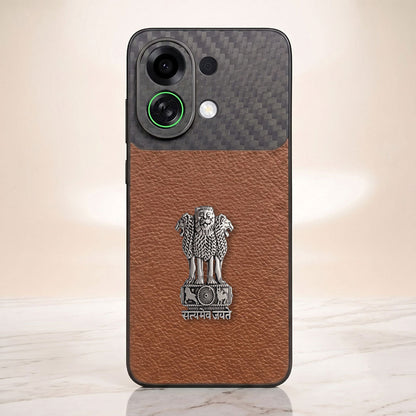 Oppo K13 Turbo 5G Satyamev Jayate Carbon Fiber Leather Hybrid Phone Case
