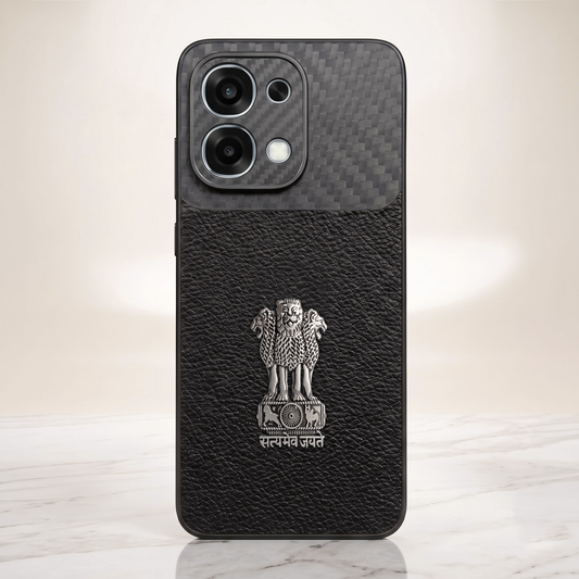 Oppo F31 5G Satyamev Jayate Carbon Fiber Leather Hybrid Phone Case