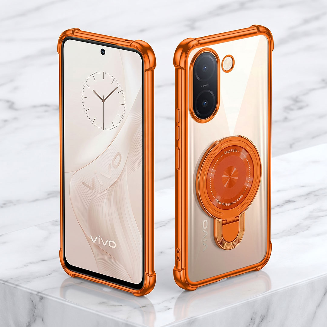 Vivo V60e 5G Invincible Bracket Ring Stand Airbag Cosmic Orange Case