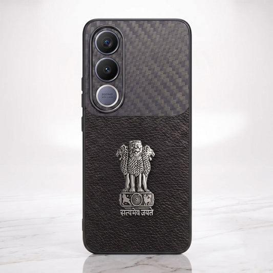 Vivo V70 FE 5G Satyamev Jayate Carbon Fiber Leather Hybrid Phone Case