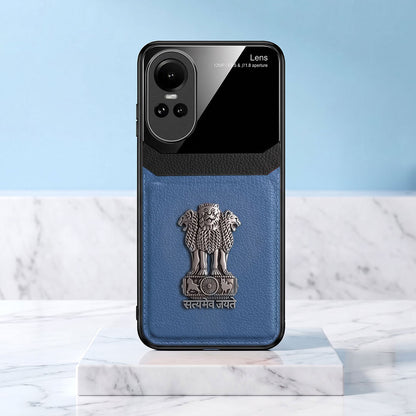 Oppo Reno 10 5G Satyamev Jayate 3D Metal Leather Back Case
