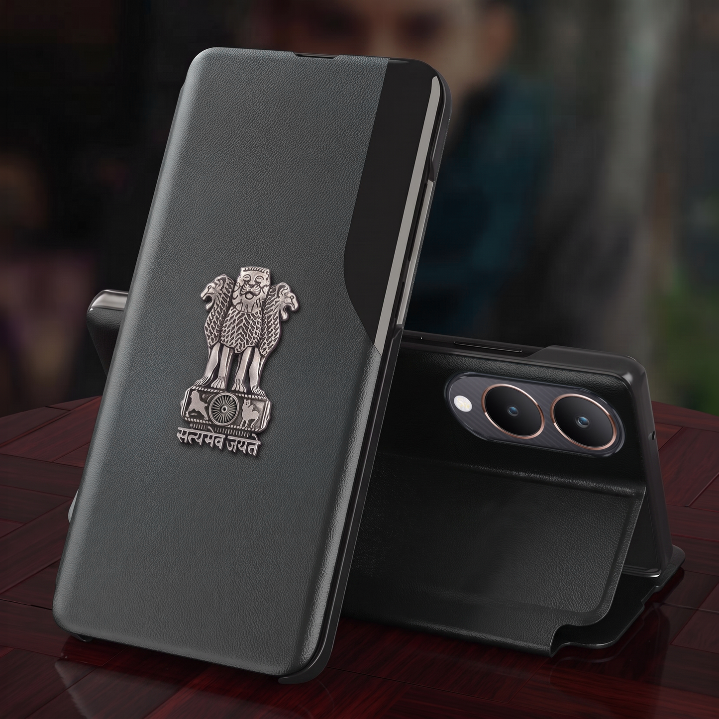 Vivo Y28 5G Satyamev Jayate Half Window Leather Flip Case