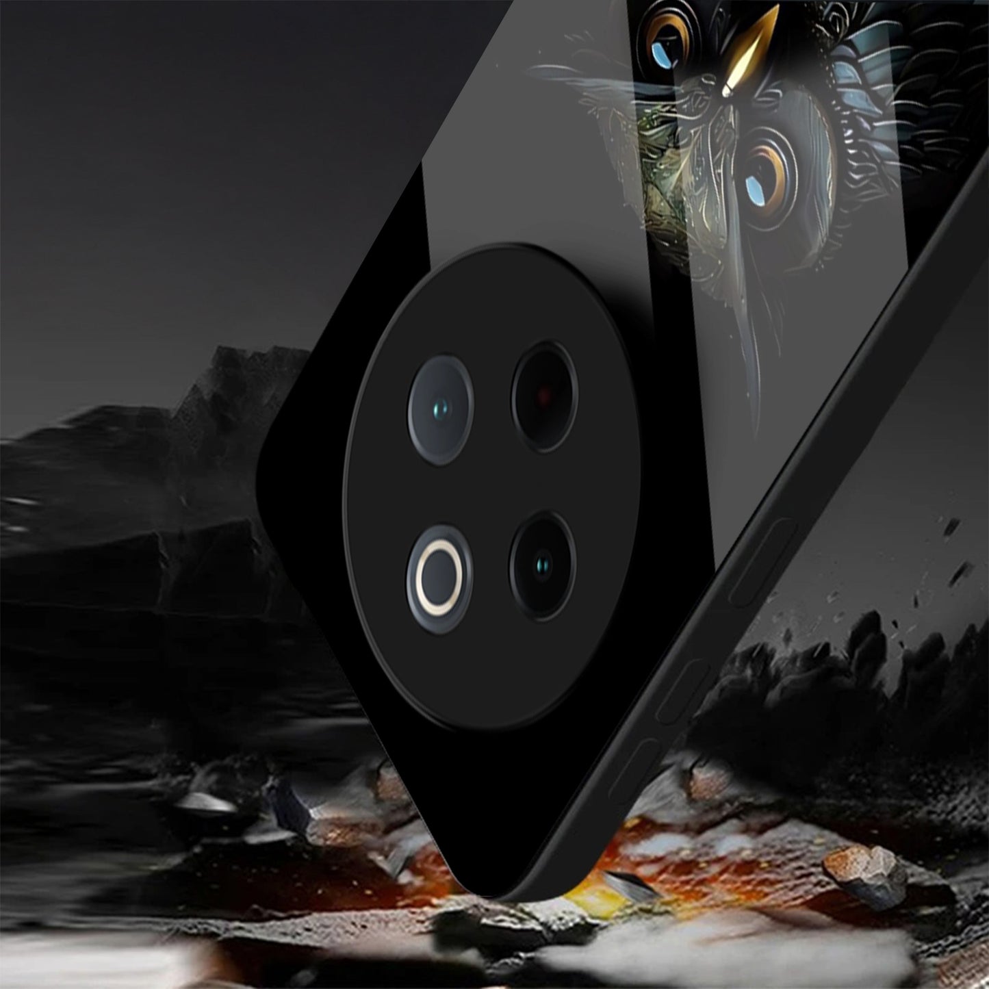 Vivo T4 5G Premium Acrylic Shockproof Glass Back Case (Midnight Owl)