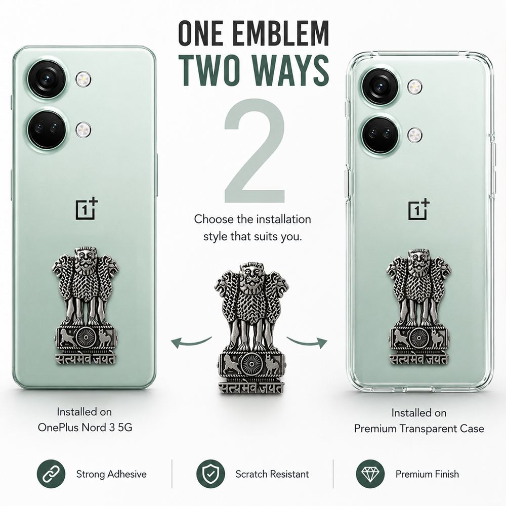 OnePlus Nord 3 5G Compatible Satyamev Jayate 3D Metal Emblem Sticker