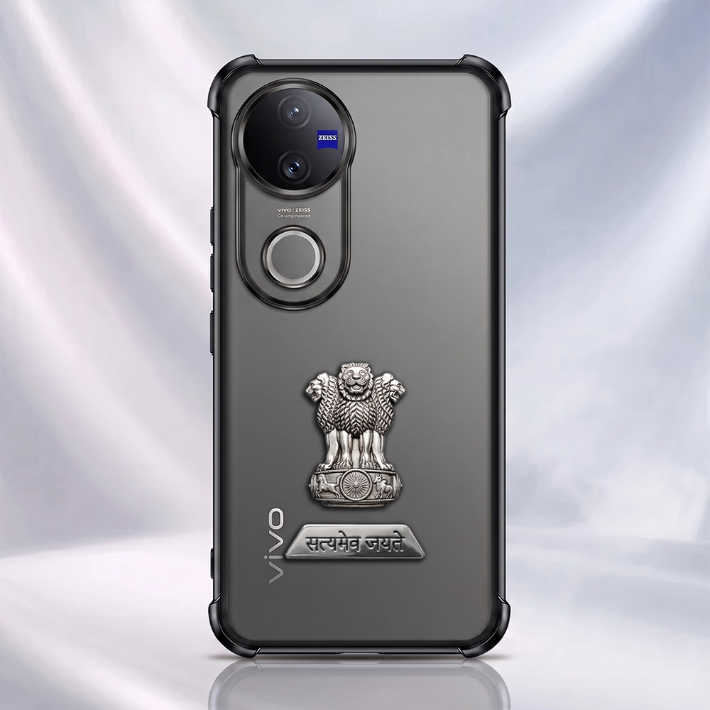 Vivo V50 5G Satyamev Jayate 2-in-1 Emblem Transparent Shockproof Airbag Case