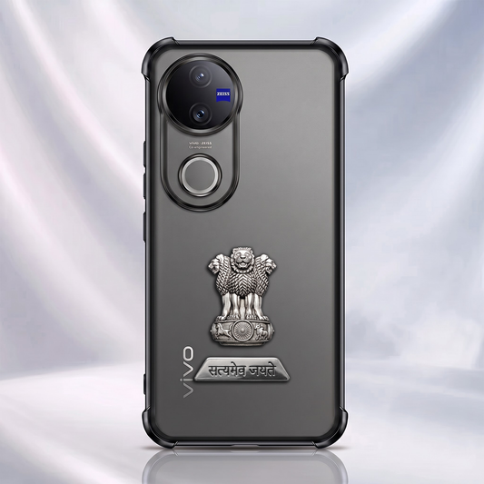 Vivo V50 5G Satyamev Jayate 2-in-1 Emblem Transparent Shockproof Airbag Case