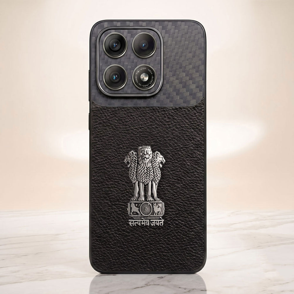 Motorola Edge 70 Pro 5g Satyamev Jayate Carbon Fiber Leather Hybrid Phone Case