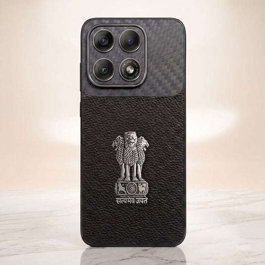Motorola Edge 70 Pro 5g Satyamev Jayate Carbon Fiber Leather Hybrid Phone Case